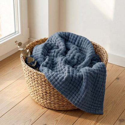 Manta de muselina suave Casena – Azul