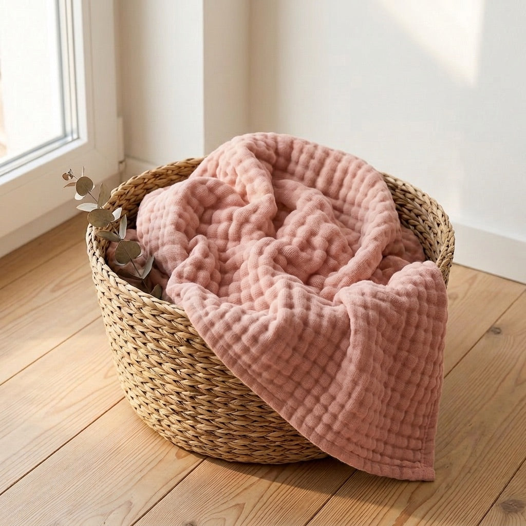 Manta de muselina suave Casena – Rosa
