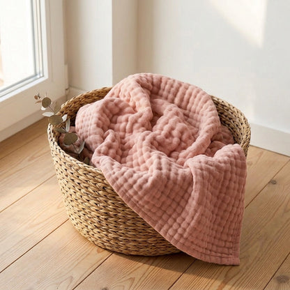 Manta de muselina suave Casena – Rosa