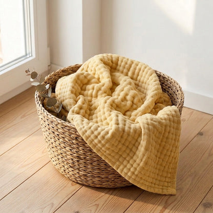 Manta de muselina suave Casena – Amarillo crema